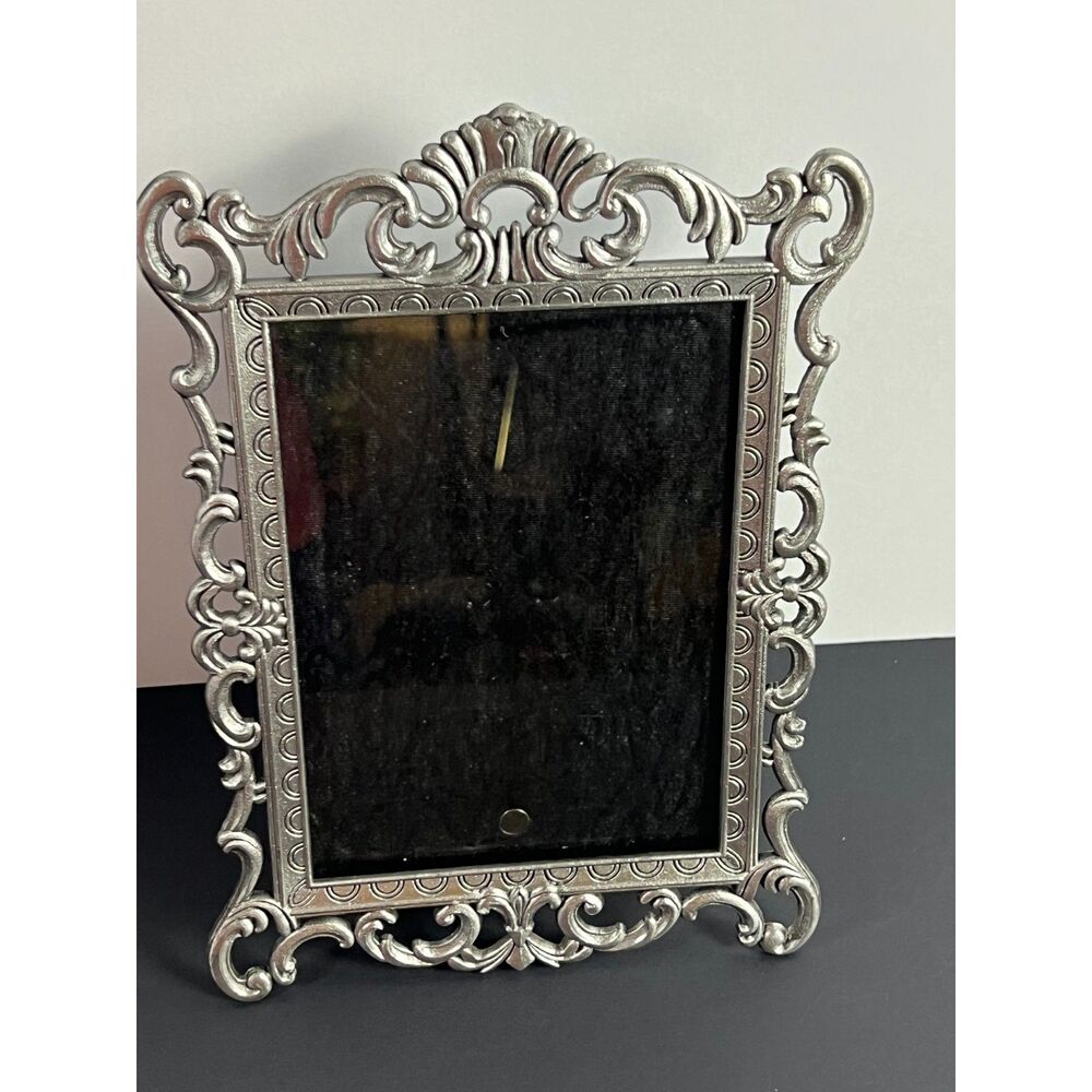 Ornate Silvertone Picture Frame 4x6 Victorian Scroll Metal Faux Pewter